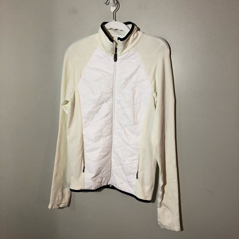 Athleta flurry force primaloft insulated womens quilted jacket M white cream